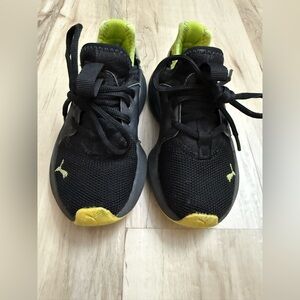 Kids Black and Lime Green Sneakers